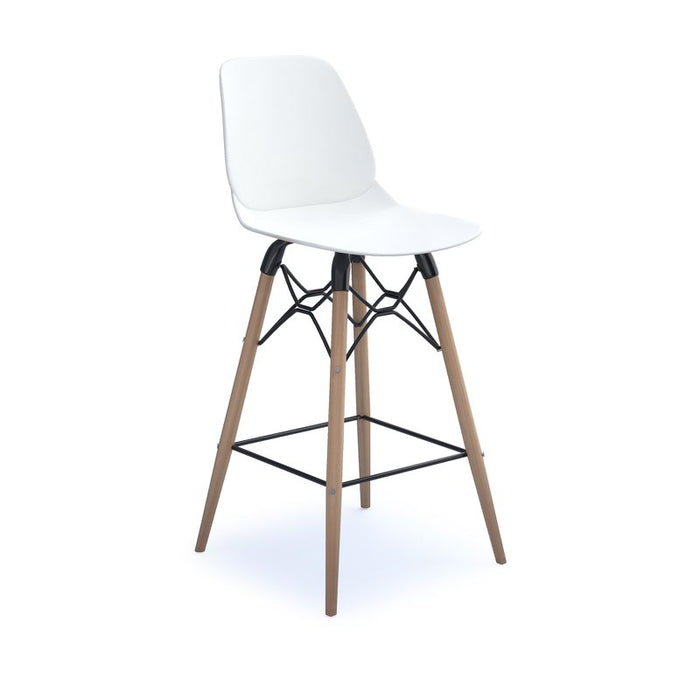 Strut multi-purpose stool with natural oak 4 leg frame and black steel detail Seating Dams White 