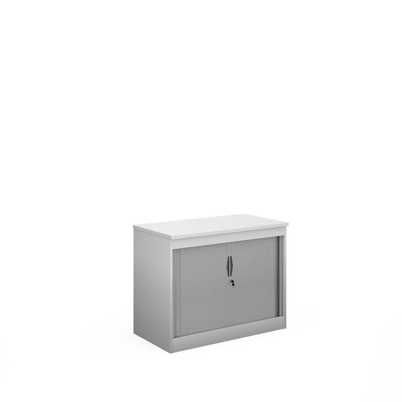 Systems horizontal tambour door cupboard 800mm high Wooden Storage Dams White