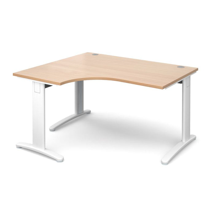 TR10 deluxe left hand ergonomic corner desk Desking Dams Beech White 1400mm x 1200mm