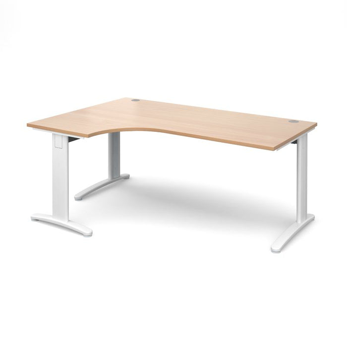 TR10 deluxe left hand ergonomic corner desk Desking Dams Beech White 1800mm x 1200mm