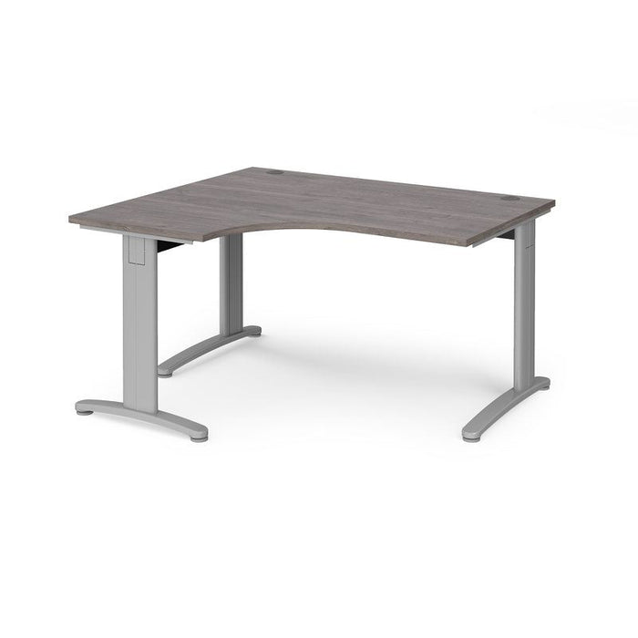 TR10 deluxe left hand ergonomic corner desk Desking Dams Grey Oak Silver 1400mm x 1200mm
