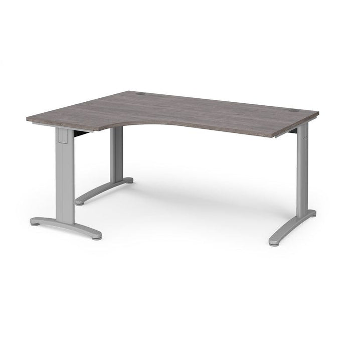TR10 deluxe left hand ergonomic corner desk Desking Dams Grey Oak Silver 1600mm x 1200mm
