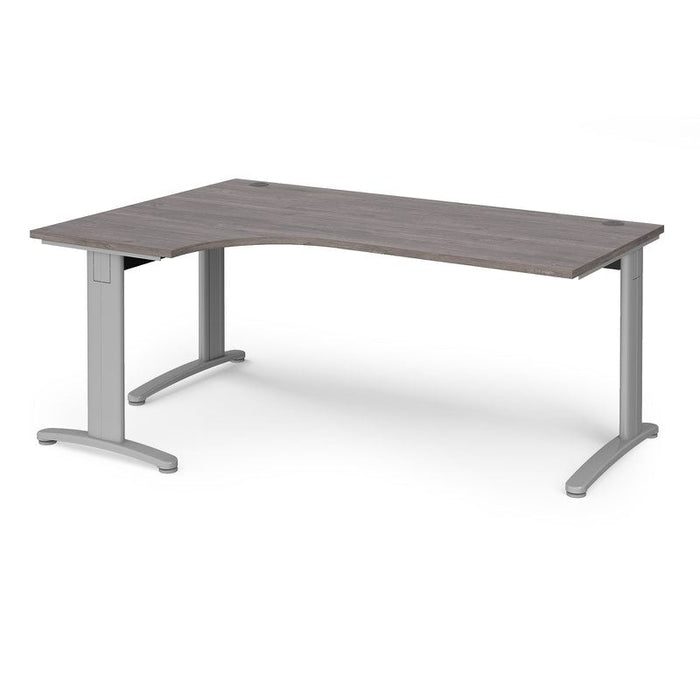 TR10 deluxe left hand ergonomic corner desk Desking Dams Grey Oak Silver 1800mm x 1200mm