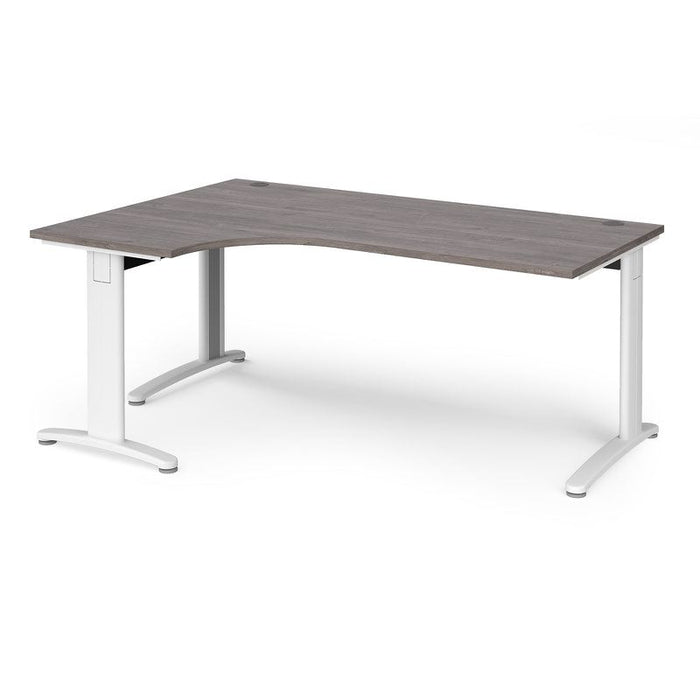 TR10 deluxe left hand ergonomic corner desk Desking Dams Grey Oak White 1800mm x 1200mm