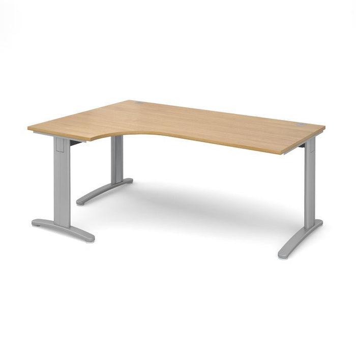 TR10 deluxe left hand ergonomic corner desk Desking Dams Oak Silver 1800mm x 1200mm