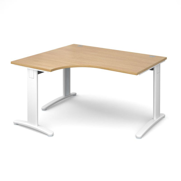 TR10 deluxe left hand ergonomic corner desk Desking Dams Oak White 1400mm x 1200mm