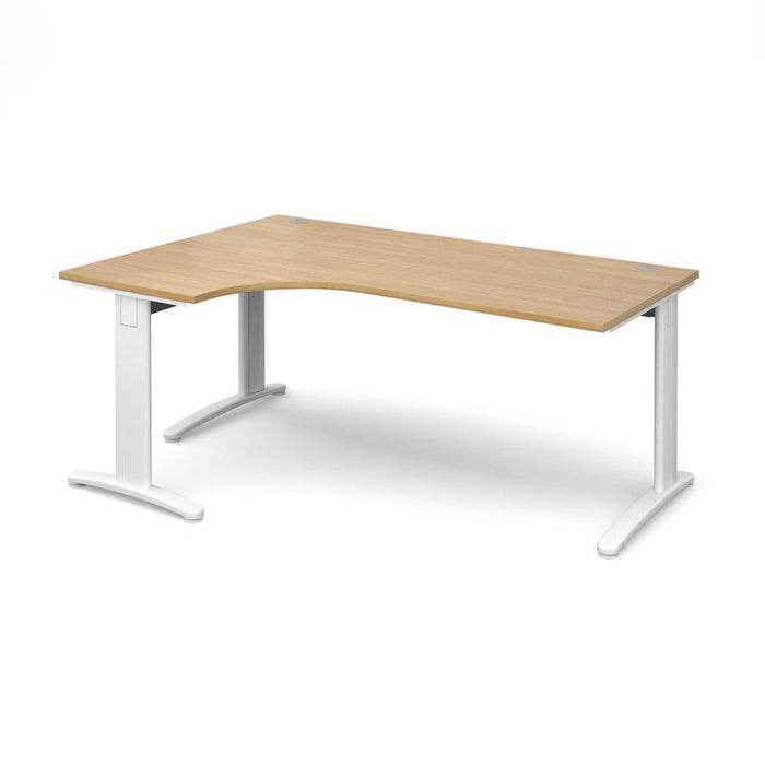 TR10 deluxe left hand ergonomic corner desk Desking Dams Oak White 1800mm x 1200mm
