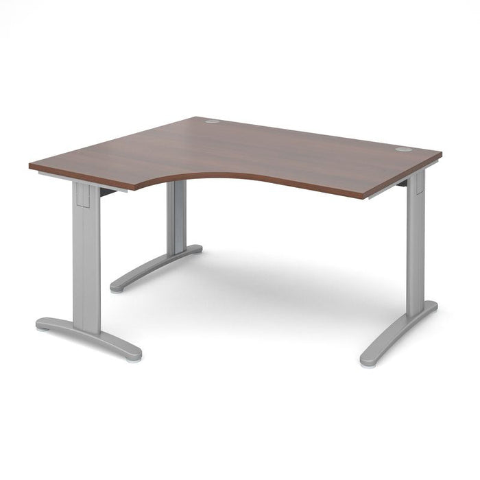 TR10 deluxe left hand ergonomic corner desk Desking Dams Walnut Silver 1400mm x 1200mm