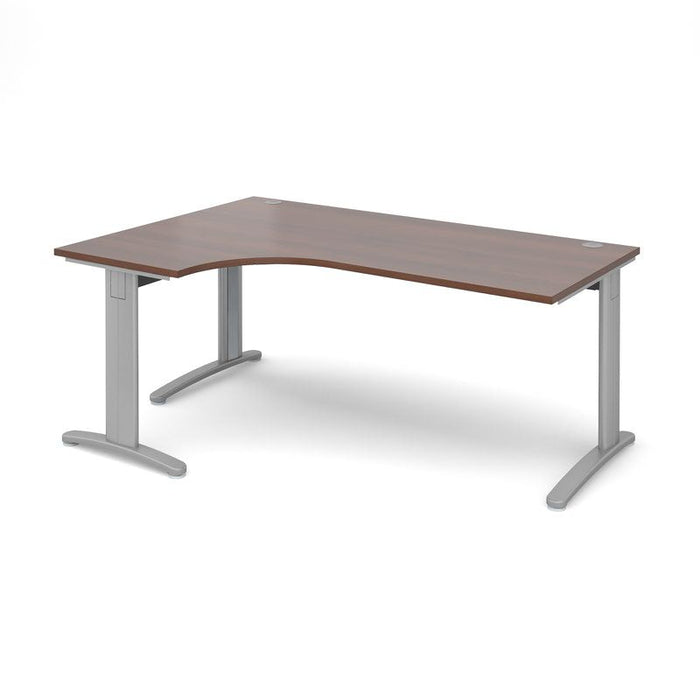 TR10 deluxe left hand ergonomic corner desk Desking Dams Walnut Silver 1800mm x 1200mm