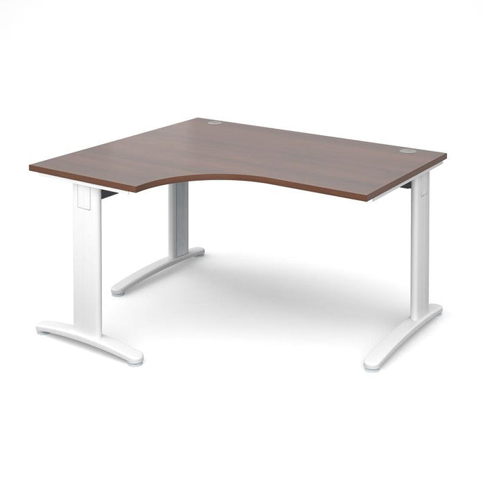TR10 deluxe left hand ergonomic corner desk Desking Dams Walnut White 1400mm x 1200mm
