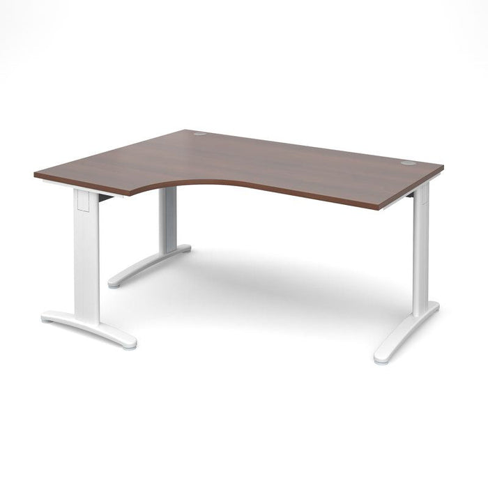 TR10 deluxe left hand ergonomic corner desk Desking Dams Walnut White 1600mm x 1200mm