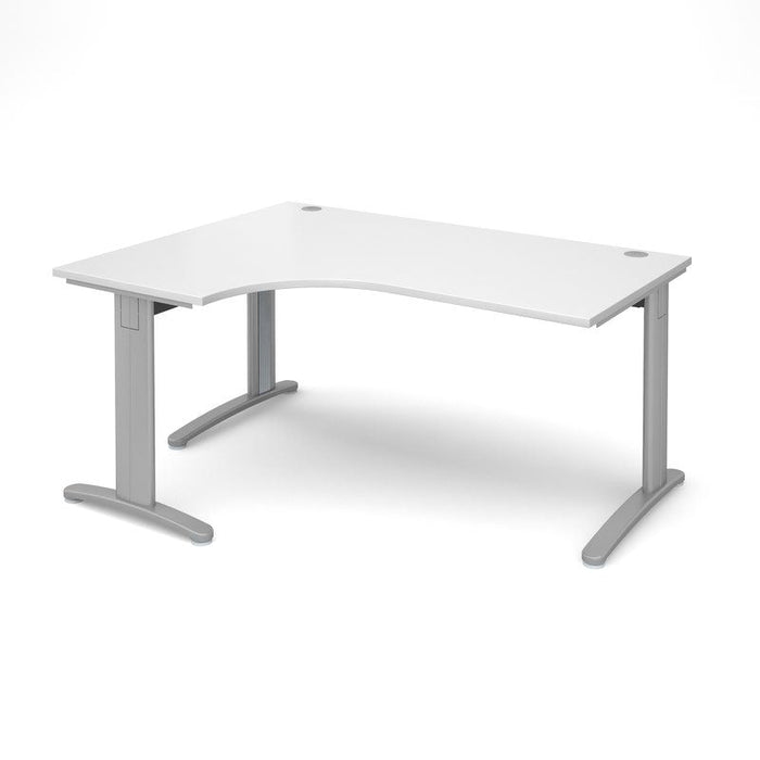 TR10 deluxe left hand ergonomic corner desk Desking Dams White Silver 1600mm x 1200mm