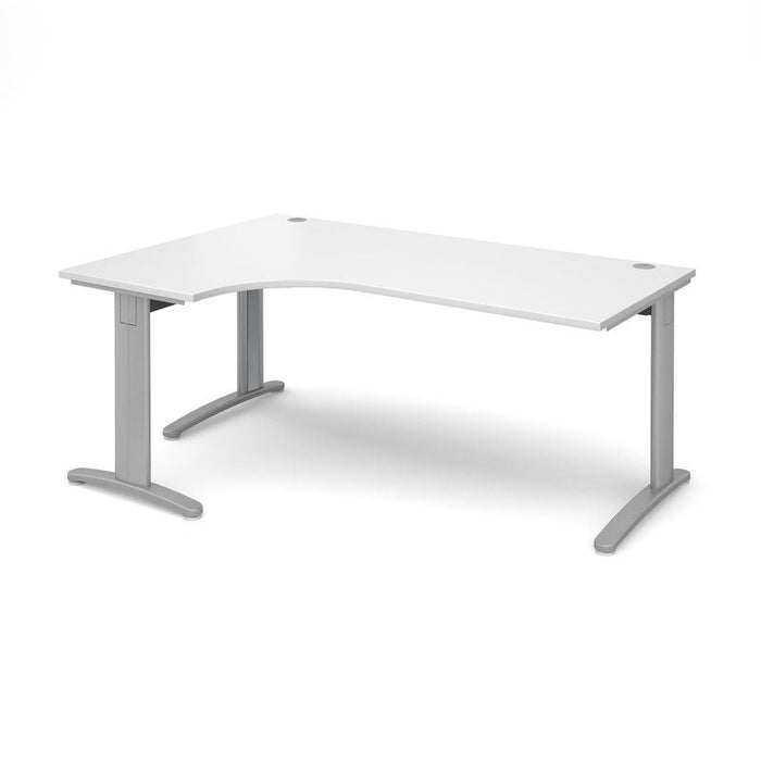 TR10 deluxe left hand ergonomic corner desk Desking Dams White Silver 1800mm x 1200mm