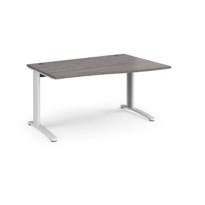 TR10 right hand wave office desk Desking Dams Grey Oak White 1400mm x 990mm