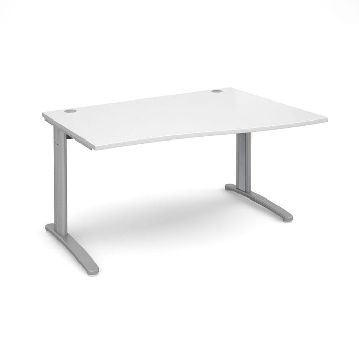 TR10 right hand wave office desk Desking Dams White Silver 1400mm x 990mm