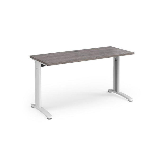TR10 straight narrow office desk Desking Dams Grey Oak White 1400mm x 600mm