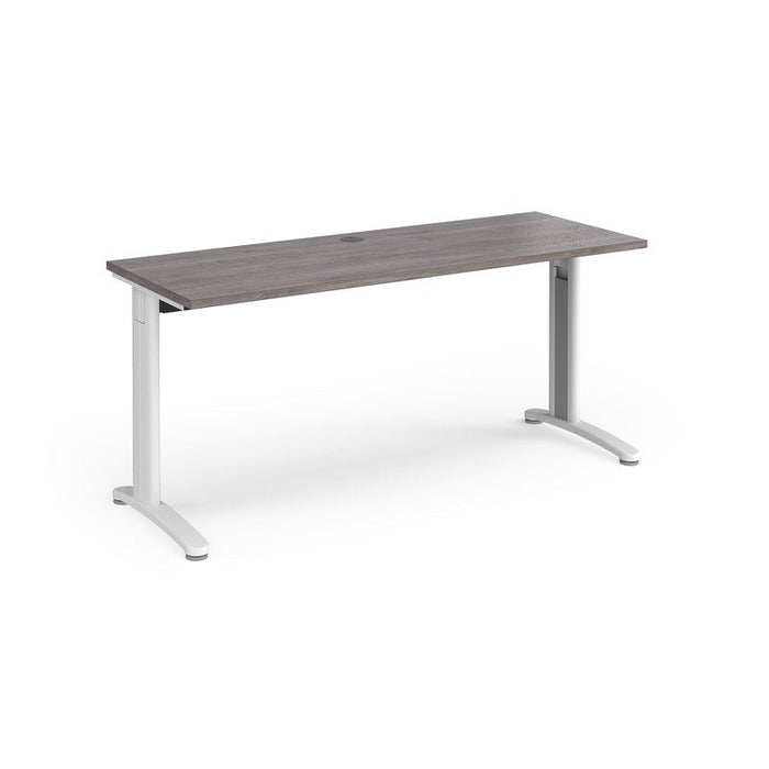 TR10 straight narrow office desk Desking Dams Grey Oak White 1600mm x 600mm