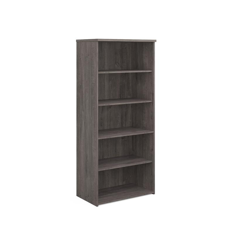 Universal bookcase 1790mm high with 4 shelves Wooden Storage Dams Grey Oak