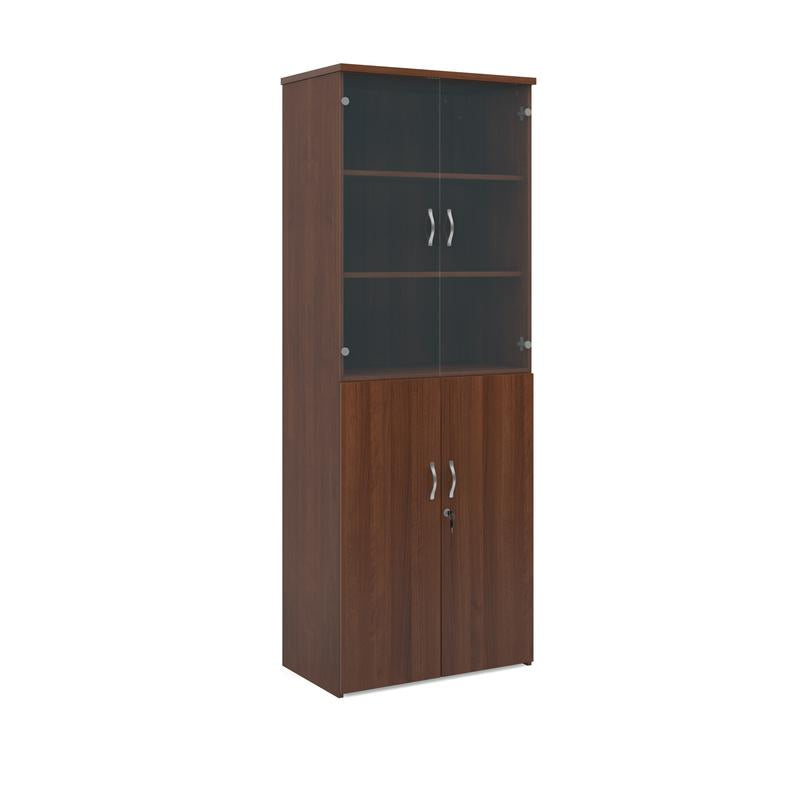 Universal combination unit with glass upper doors 2140mm high with 5 shelves Wooden Storage Dams Walnut