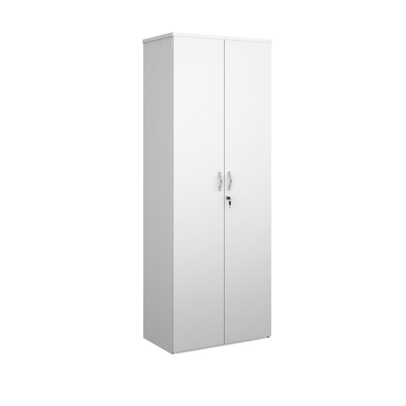 Universal double door cupboard 2140mm high with 5 shelves Wooden Storage Dams White