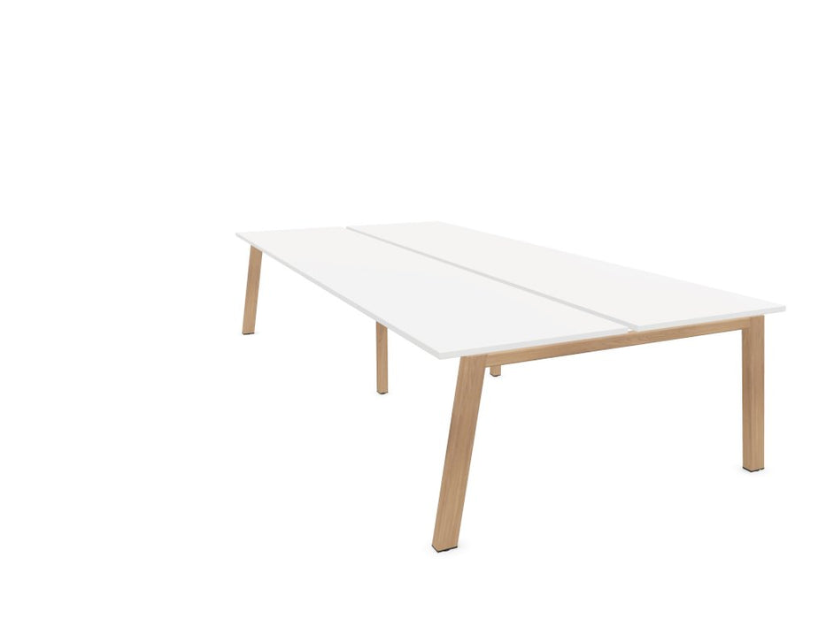 Vital Plus 300 Bench Desk - Wooden Leg BENCH DESKS Actiu White/Chestnut 2800mm x 1600mm None