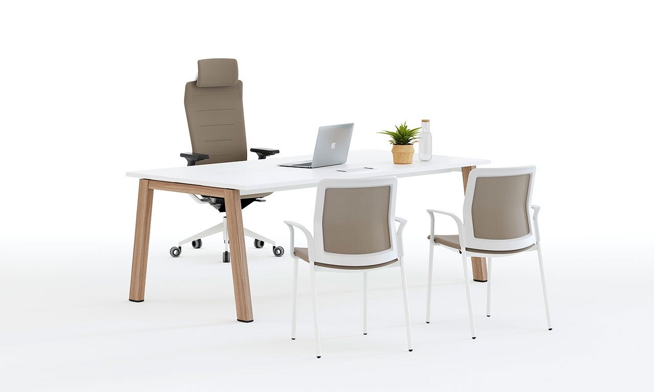 Vital Plus 300 individual desks - wooden leg Rectangular Office Desks Actiu