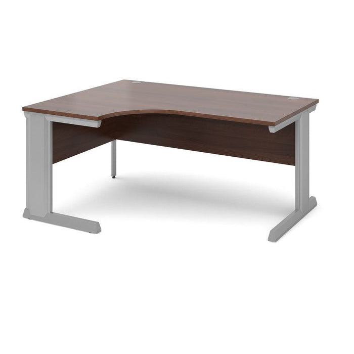 Vivo left hand ergonomic office desk Desking Dams Walnut 1600mm x 800mm 