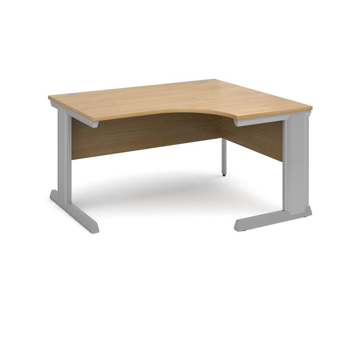 Vivo right hand ergonomic office desk Desking Dams Oak 1400mm x 800mm 