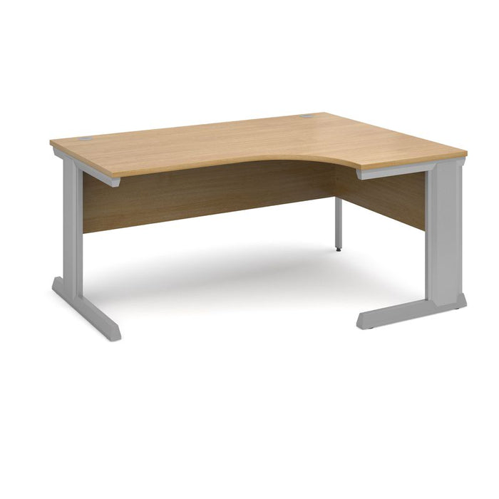 Vivo right hand ergonomic office desk Desking Dams Oak 1600mm x 800mm 