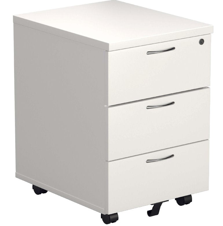White Mobile Under Desk Pedestal PEDESTALS TC Group White 3 Drawers