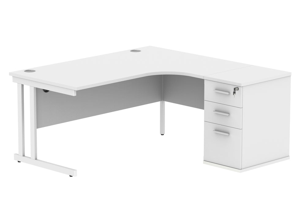 Workwise Double Upright Right Hand Corner Desk + Desk High Pedestal Furniture TC GROUP 1600X1200 Arctic White/White 