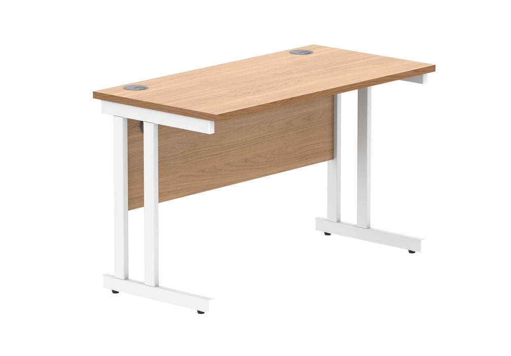 Workwise Office Rectangular Desk With Steel Double Upright Cantilever Frame Furniture TC GROUP 1200X600 Norwegian Beech/White 