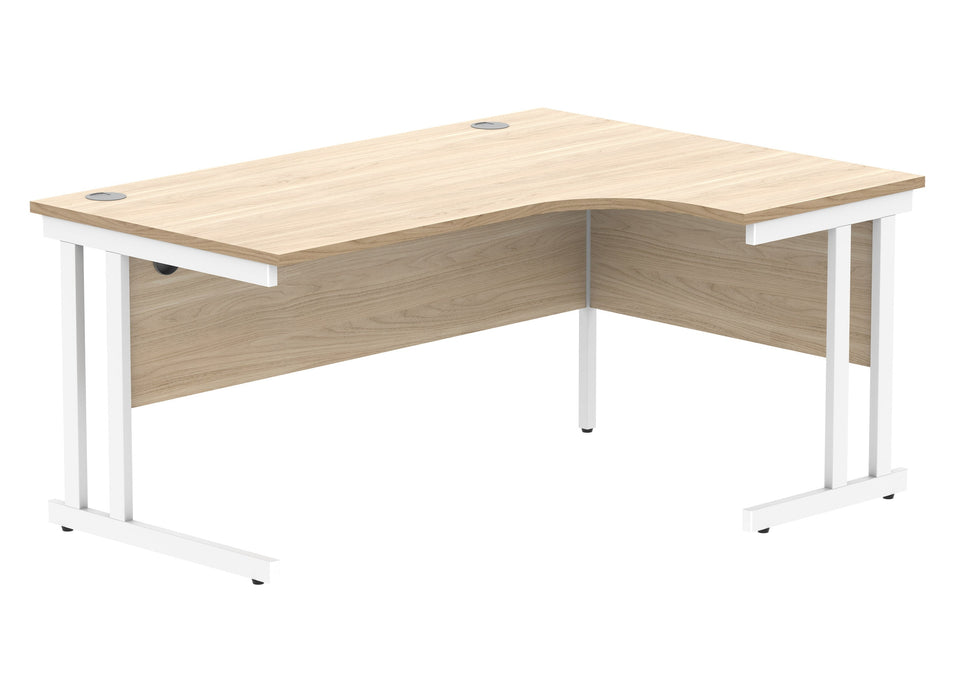 Workwise Office Right Hand Corner Desk With Steel Double Upright Cantilever Frame Furniture TC GROUP 1600X1200 Canadian Oak/White 