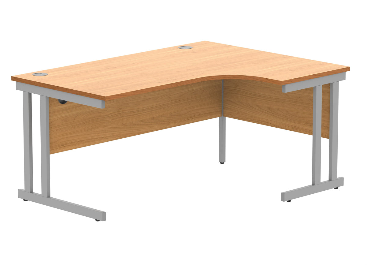 Workwise Office Right Hand Corner Desk With Steel Double Upright Cantilever Frame Furniture TC GROUP 1600X1200 Norwegian Beech/Silver