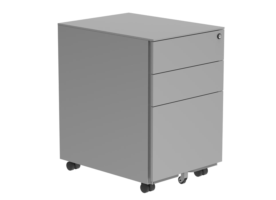 Workwise Steel Mobile Under Desk Office Storage Unit Furniture TC GROUP 3 Drawers Silver 