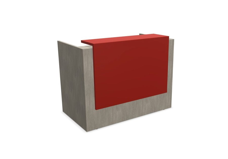 Z2 Small Straight Reception Desk Reception Desk Quadrifoglio 1450mm Concrete Flame Red
