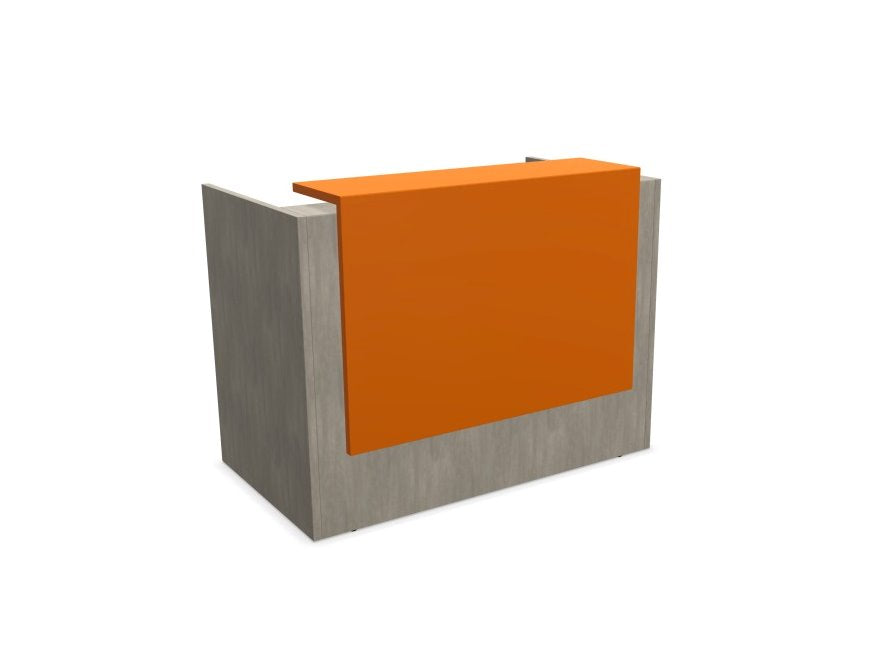 Z2 Small Straight Reception Desk Reception Desk Quadrifoglio 1450mm Concrete Orange