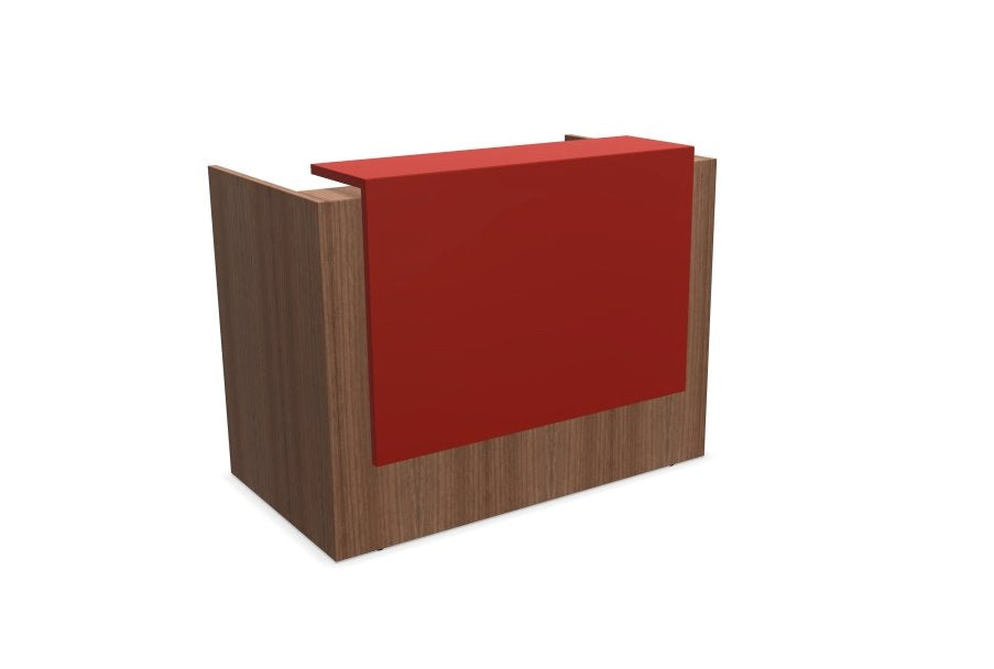 Z2 Small Straight Reception Desk Reception Desk Quadrifoglio 1450mm Walnut Flame Red