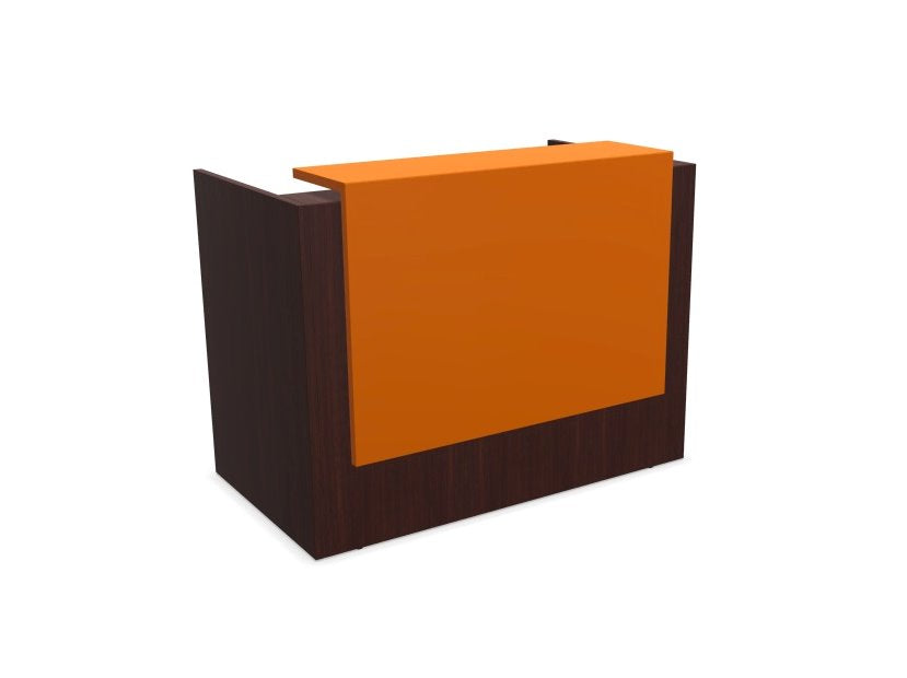 Z2 Small Straight Reception Desk Reception Desk Quadrifoglio 1450mm Wenge Orange