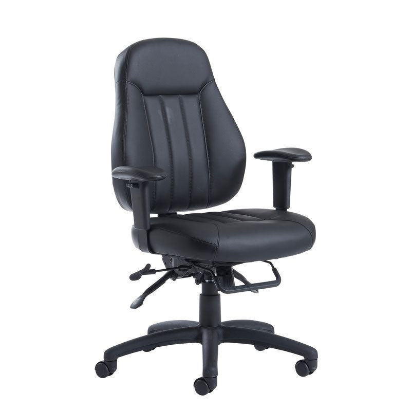 Zeus medium back 24hr task chair - black faux leather Seating Dams Black