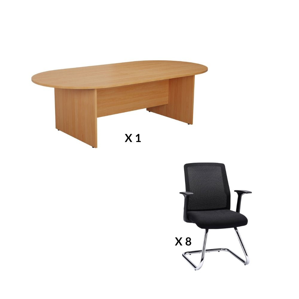 2.4m Boardroom Table & 8 Executive Chair Bundle