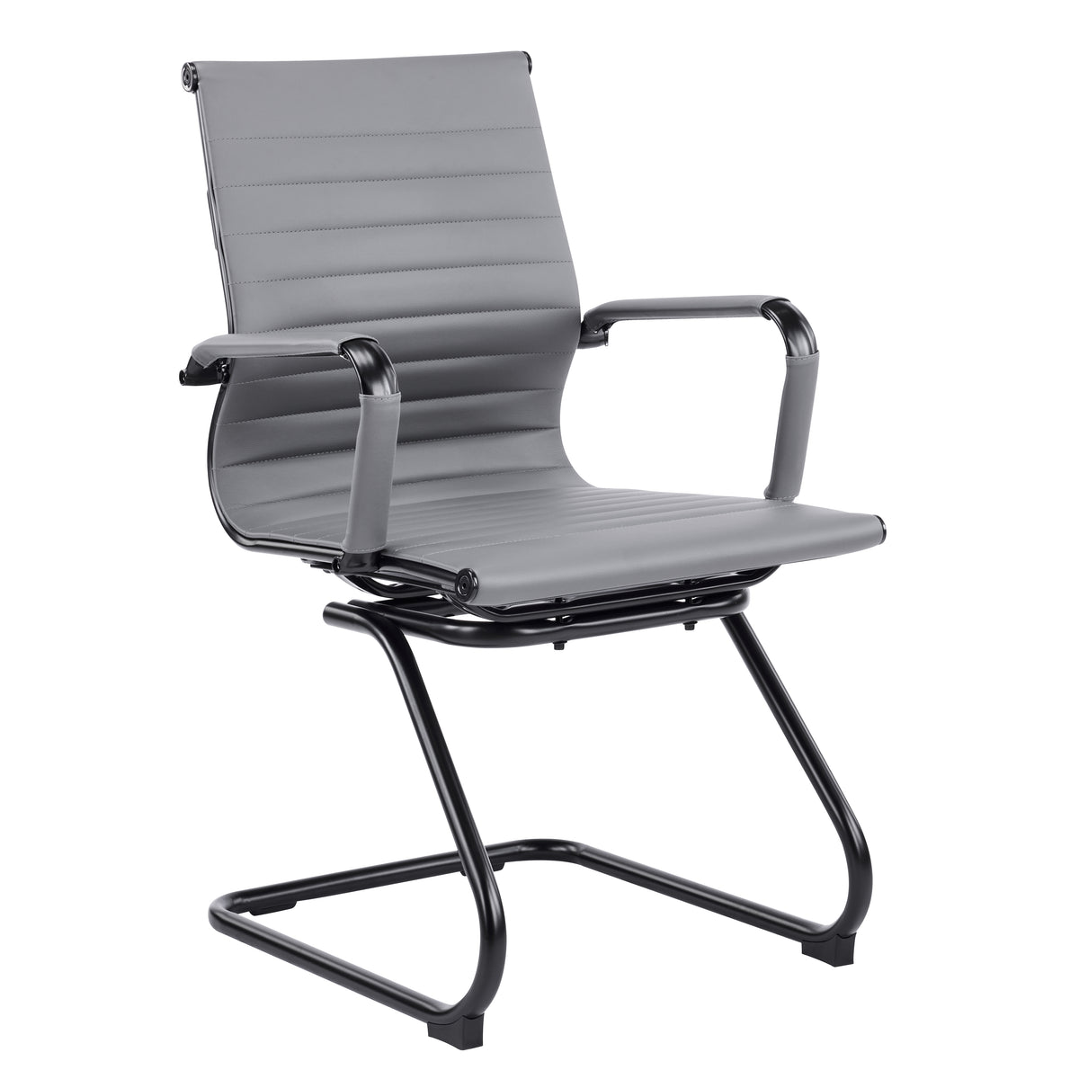 Hallmark Medium Back Bonded Leather Cantilever Chair - Black Frame