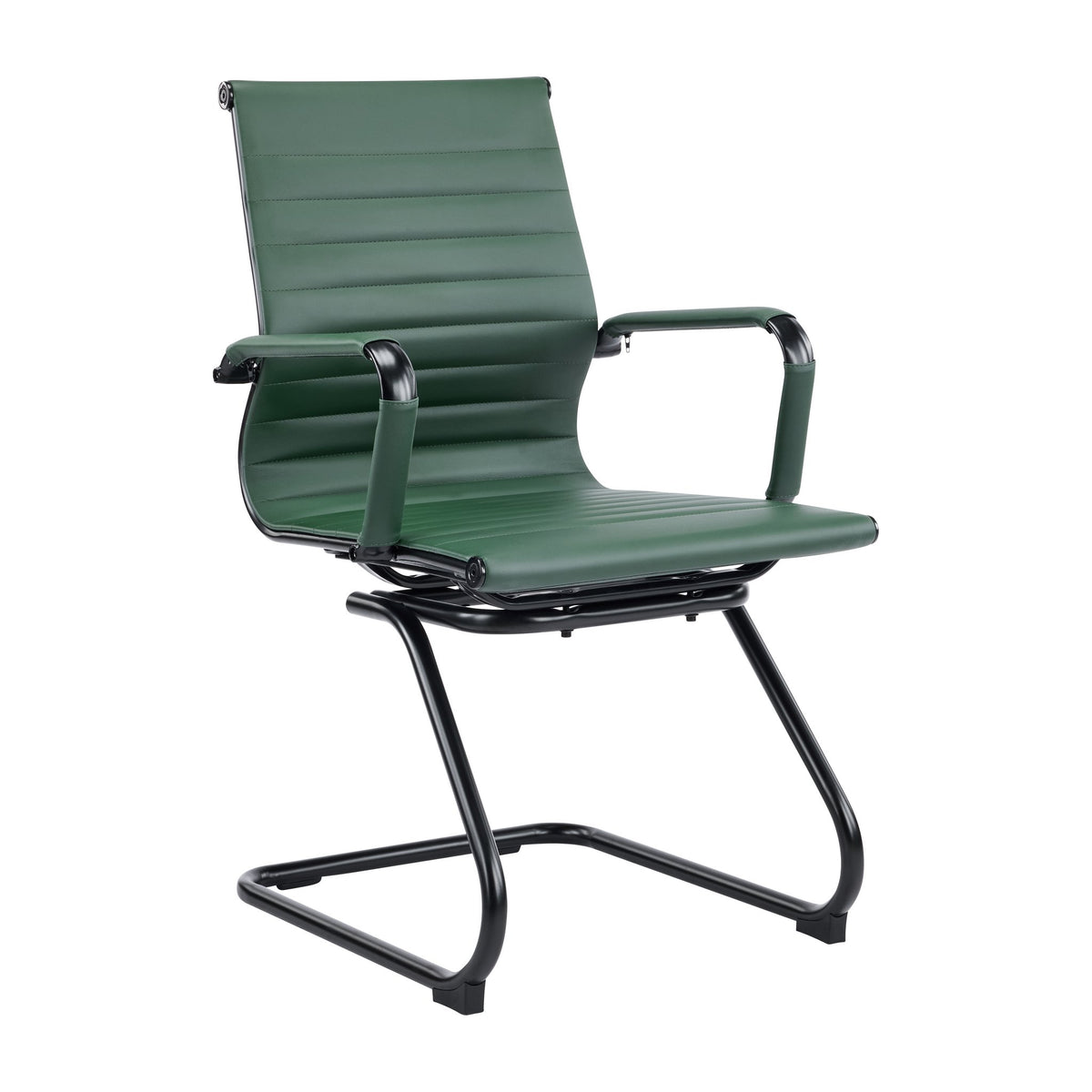 Hallmark Cantilever Chair with Black Frame in Forest Green