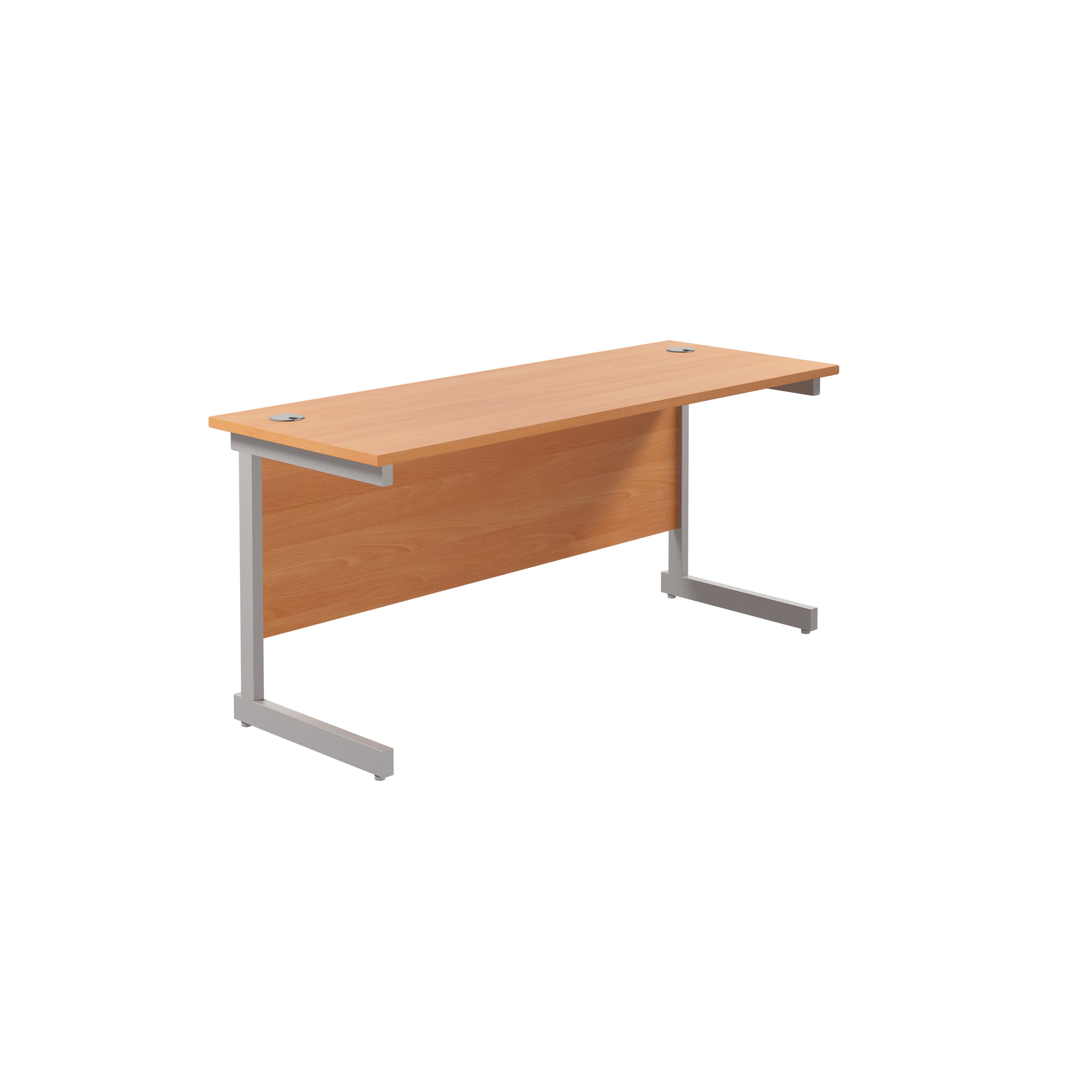 One Cantilever Beech Rectangular Office Desk - 600mm Deep