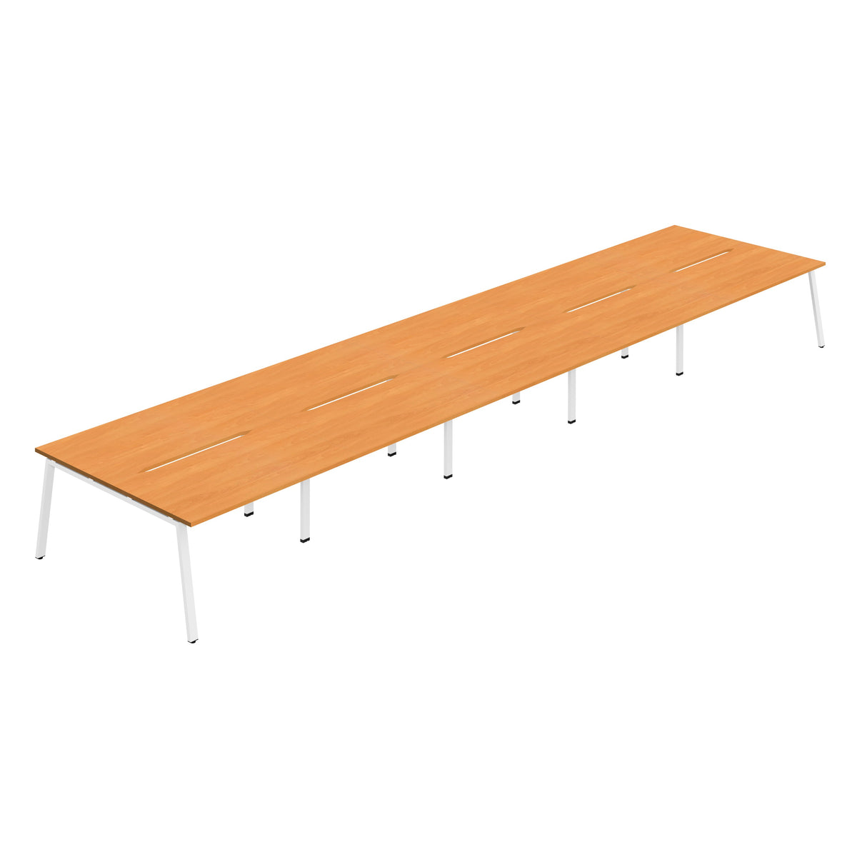 Hallmark A-Frame Back to Back Bench Desk - 10 Person 6000mm - Beech / White