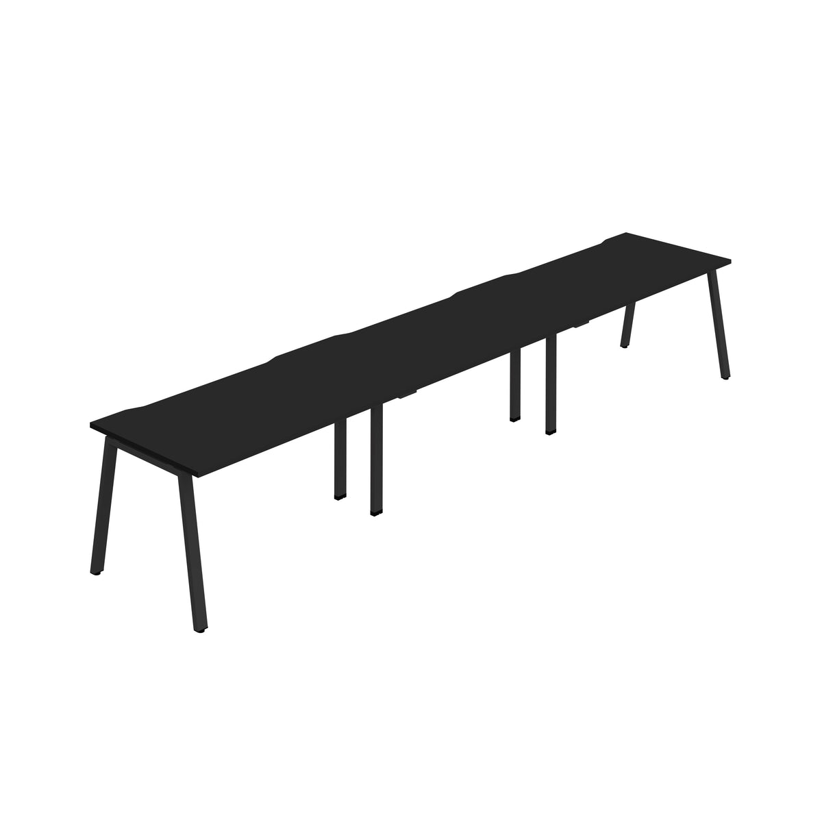 Hallmark A-Frame Single Row Bench Desk - 3 Person 3600mm - Black / Black