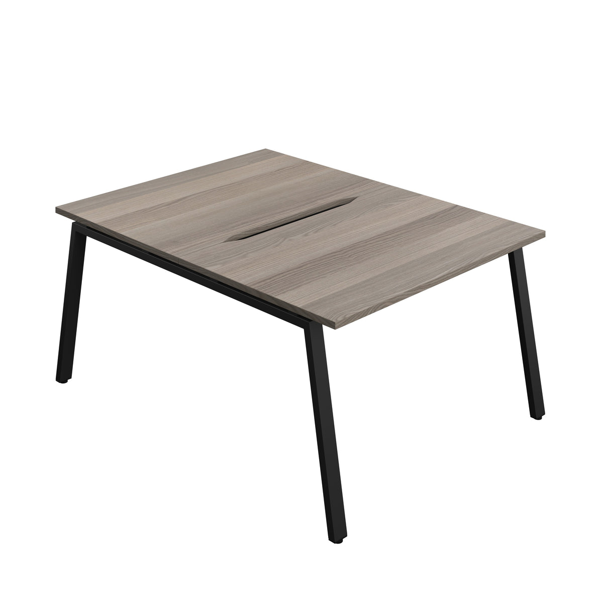 Hallmark A-Frame Back to Back Bench Desk - 2 Person 1200mm - Grey Oak / Black