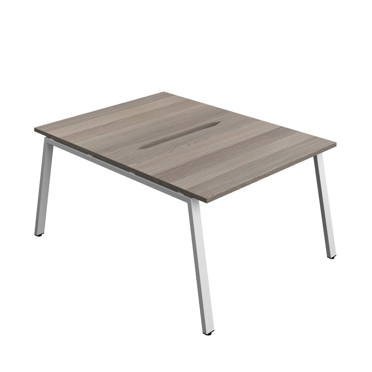 Hallmark A-Frame Back to Back Bench Desk - 2 Person 1200mm - Grey Oak / Silver