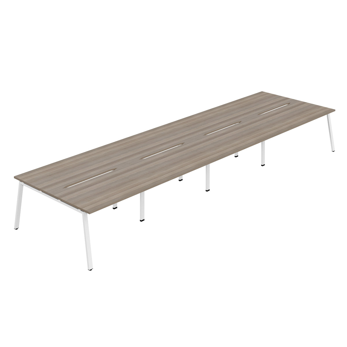 Hallmark A-Frame Back to Back Bench Desk - 8 Person 4800mm - Grey Oak / White