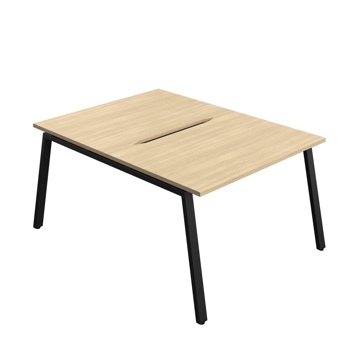 Hallmark A-Frame Back to Back Bench Desk - 2 Person 1200mm - Nova Oak / Black